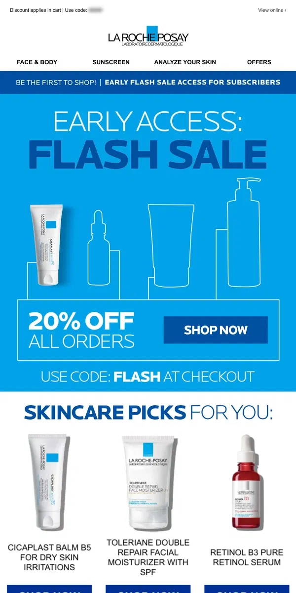 Email from La Roche-Posay. 2 Days Only | 20% Off Sitewide Starts Now!