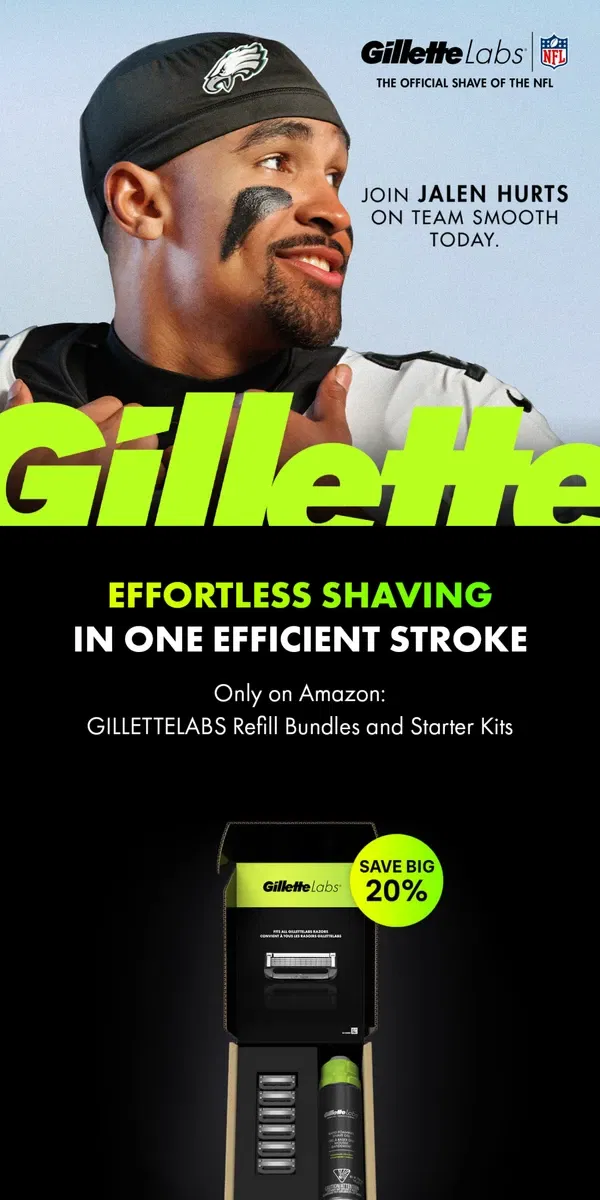 Email from Gillette. 20% OFF: Get the best shave with GILLETTELABS 🪒