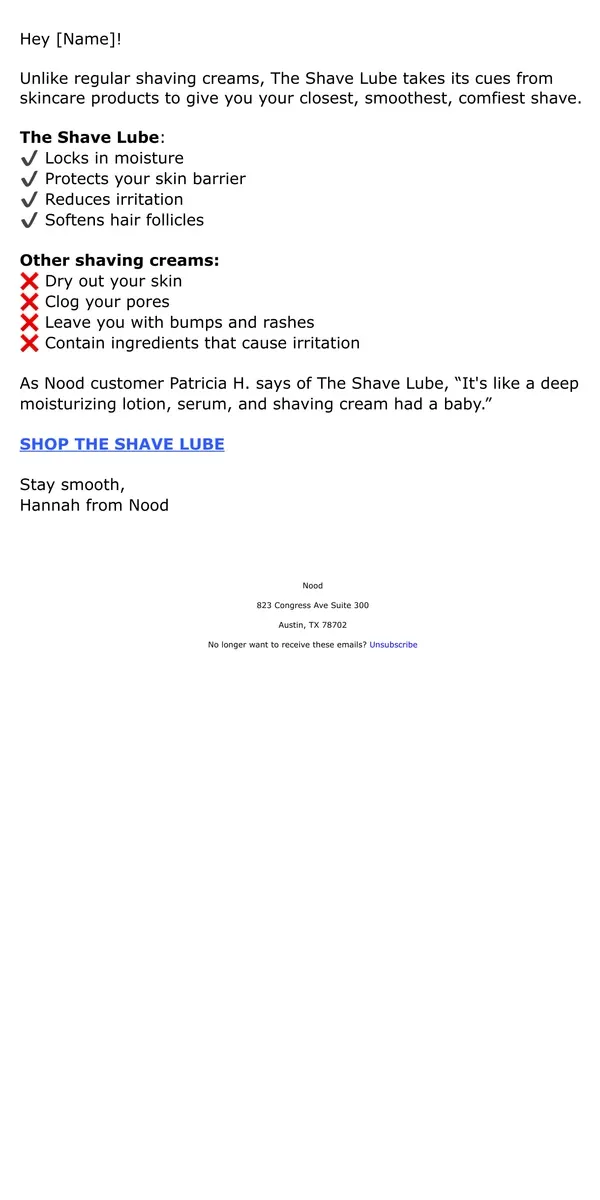 Email from Nood. Lube It Up