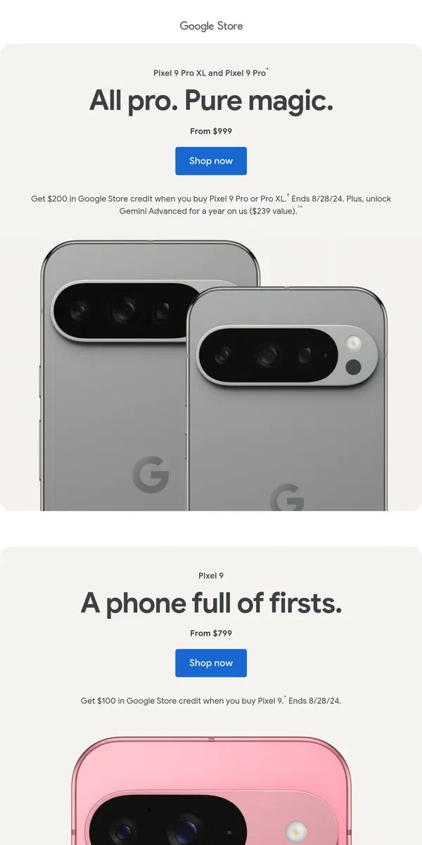 Email from Google Store. Meet the new Pixel 9 Pro and Pixel 9