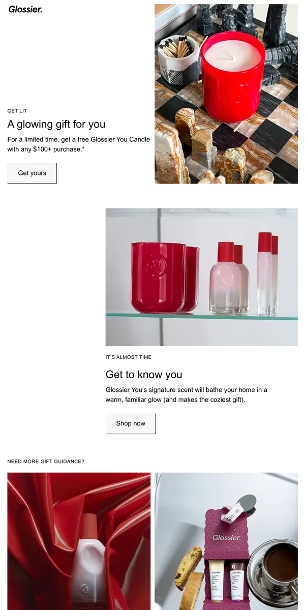 Email from Glossier. Free! Glossier You Candle