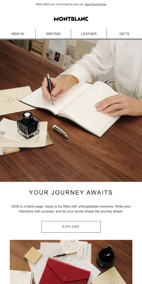 Email from Montblanc. Set your 2025 intentions for an inspiring journey ahead