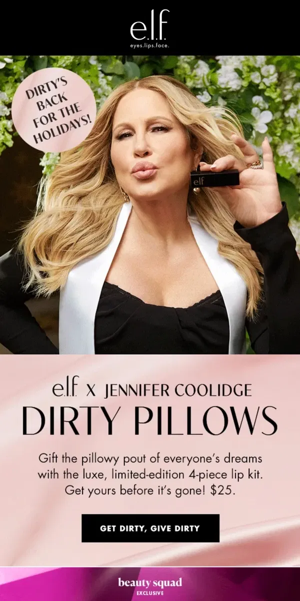 Email from e.l.f.. e.l.f. x Jennifer Coolidge = the perfect gift 🎁👄