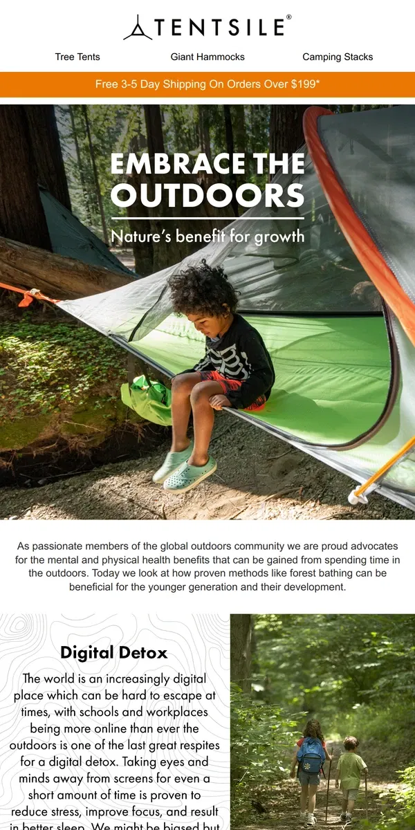 Email from Tentsile. Nature's Benefits For Growth 🌲