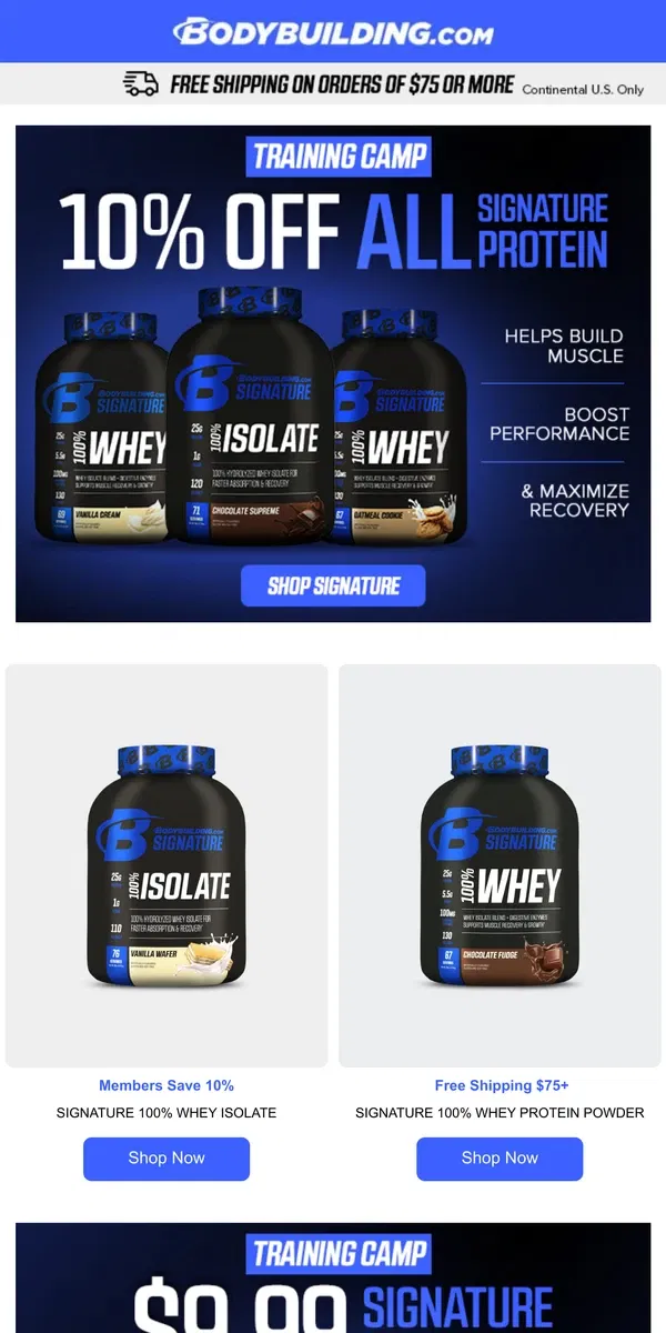 Email from Bodybuilding.com. Save 10% Off Our Signature Protein Today!