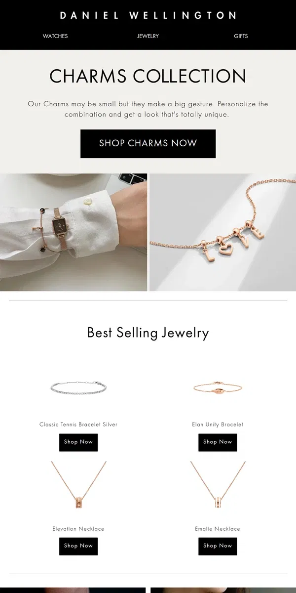 Email from Daniel Wellington. Personalize Your Look with Charms!