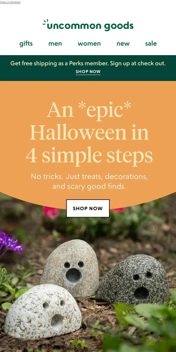 Email from Uncommon Goods. An *epic* Halloween in 4 simple steps