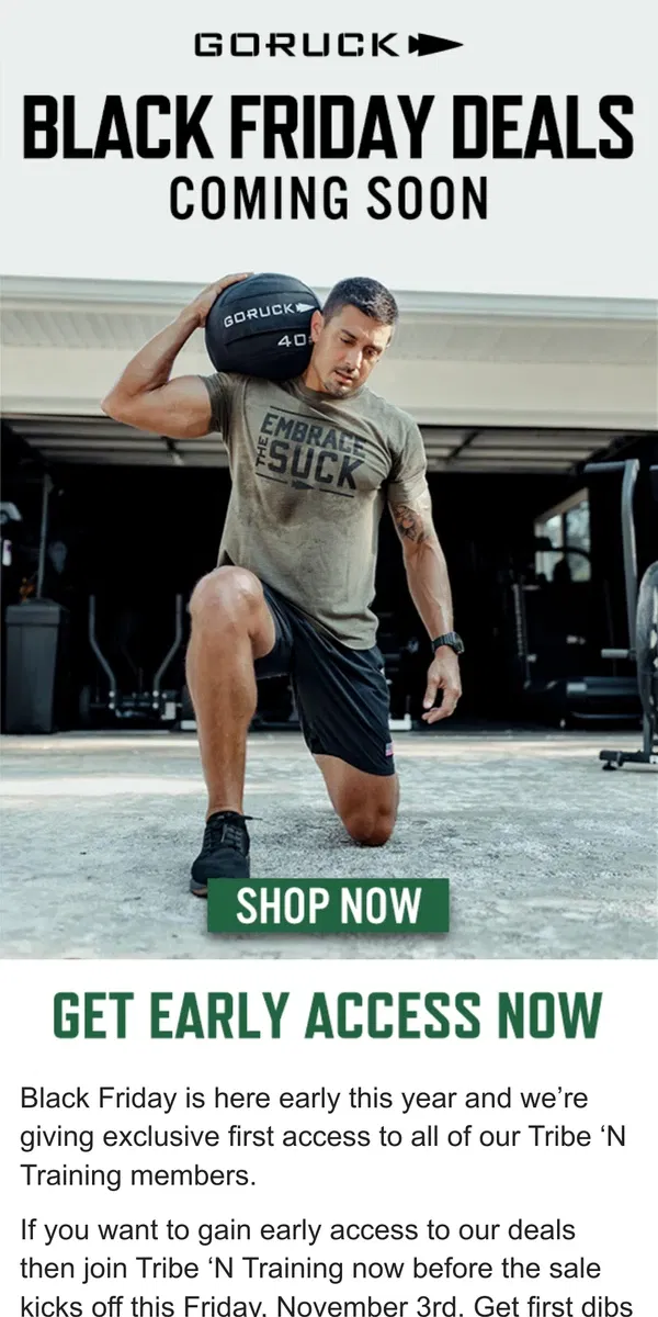 Email from GORUCK. Black Friday Deals Are Coming Soon