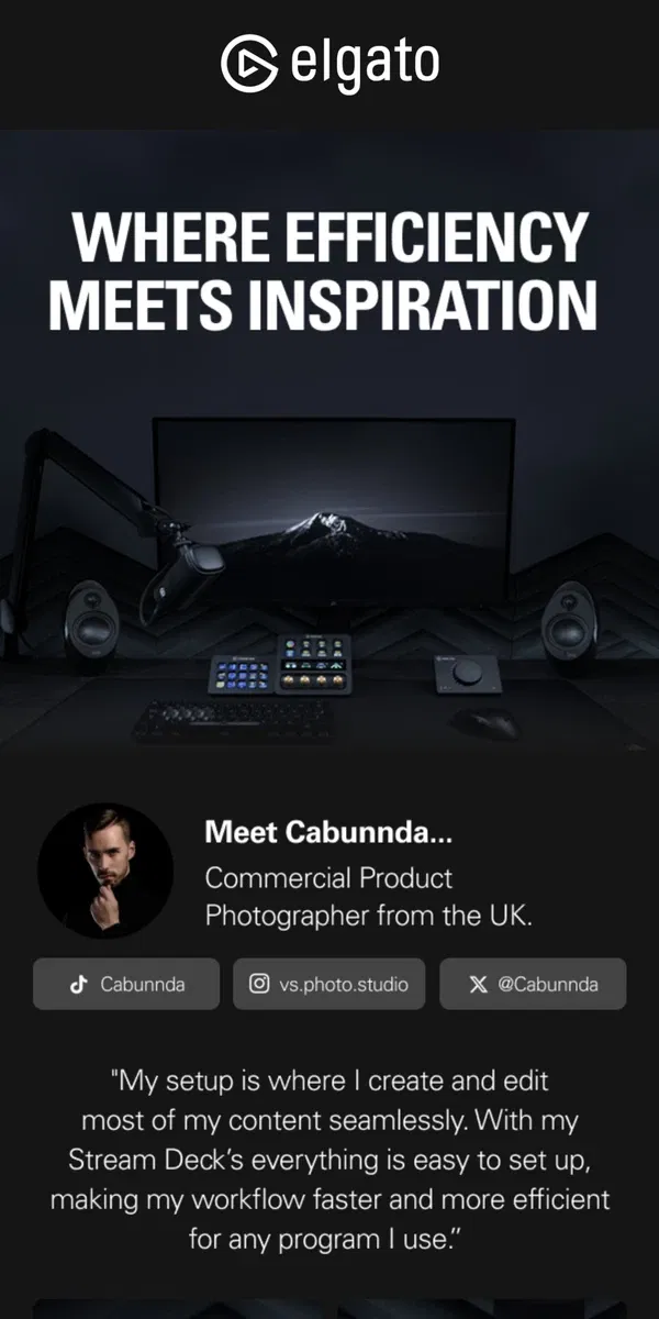 Email from Elgato. Where efficiency meets inspiration ✨