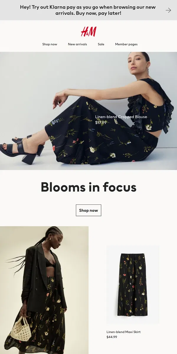 Email from H&M. Blooms in focus