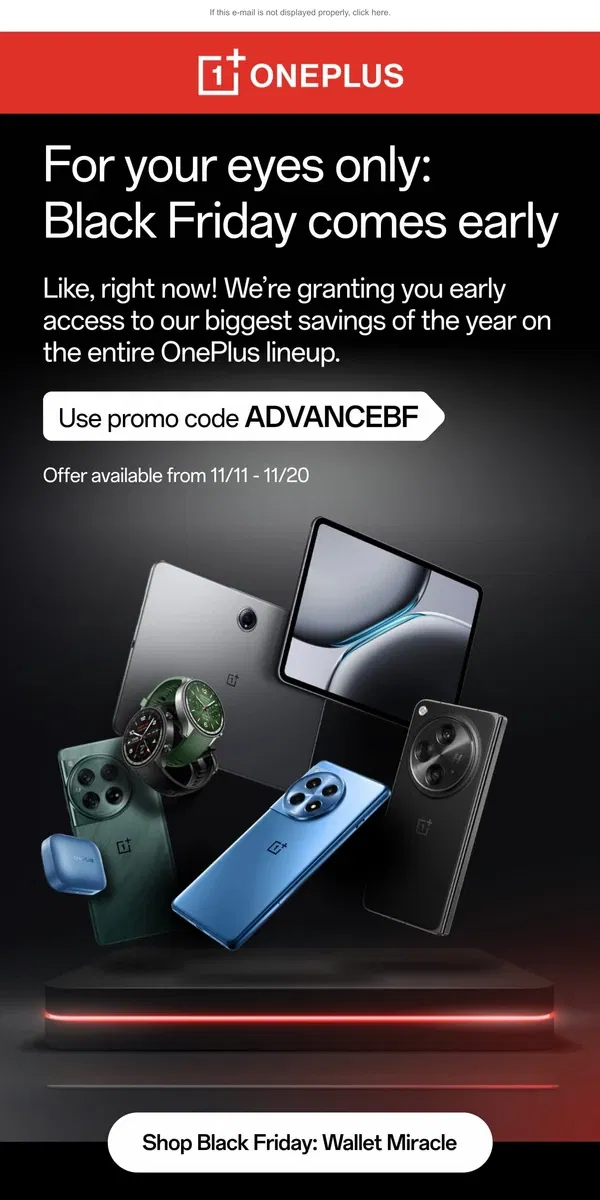 Email from OnePlus. Black Friday comes early!