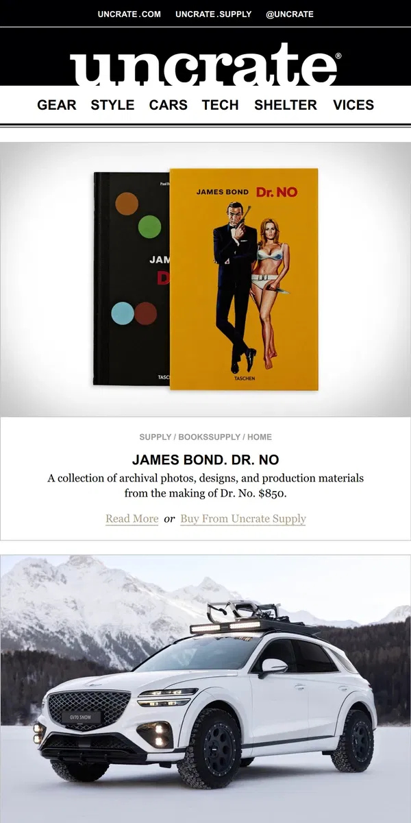 Email from Uncrate. James Bond. Dr. No & more