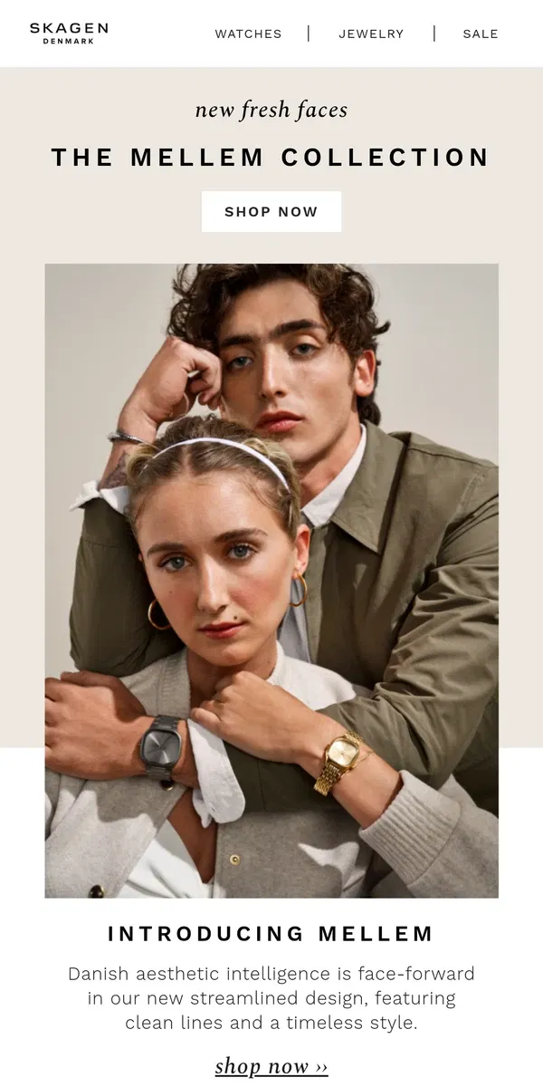 Email from Skagen. new arrivals: get ready with mellem & modern stak.