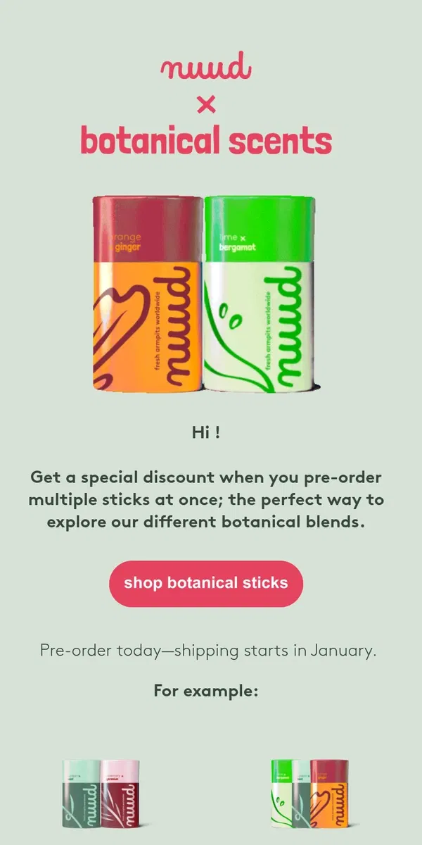 Email from nuud. More sticks = more discount