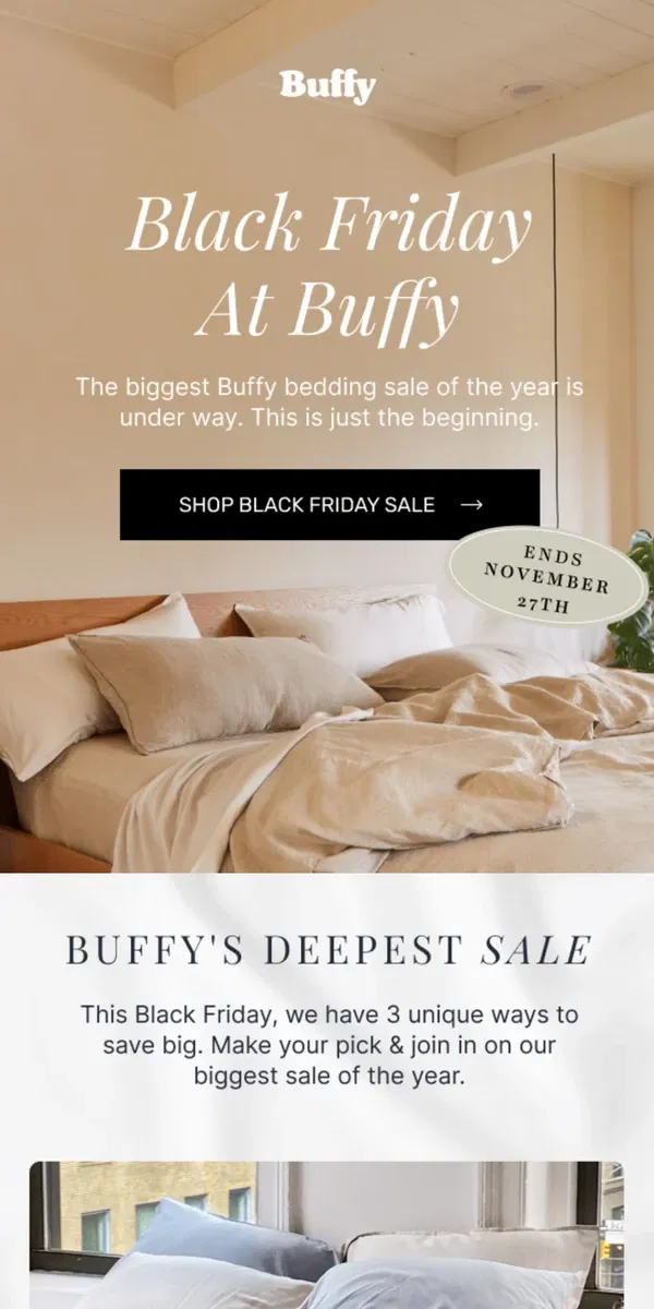 Email from Buffy. 🖤 Reminder: 30% OFF new bedding sets