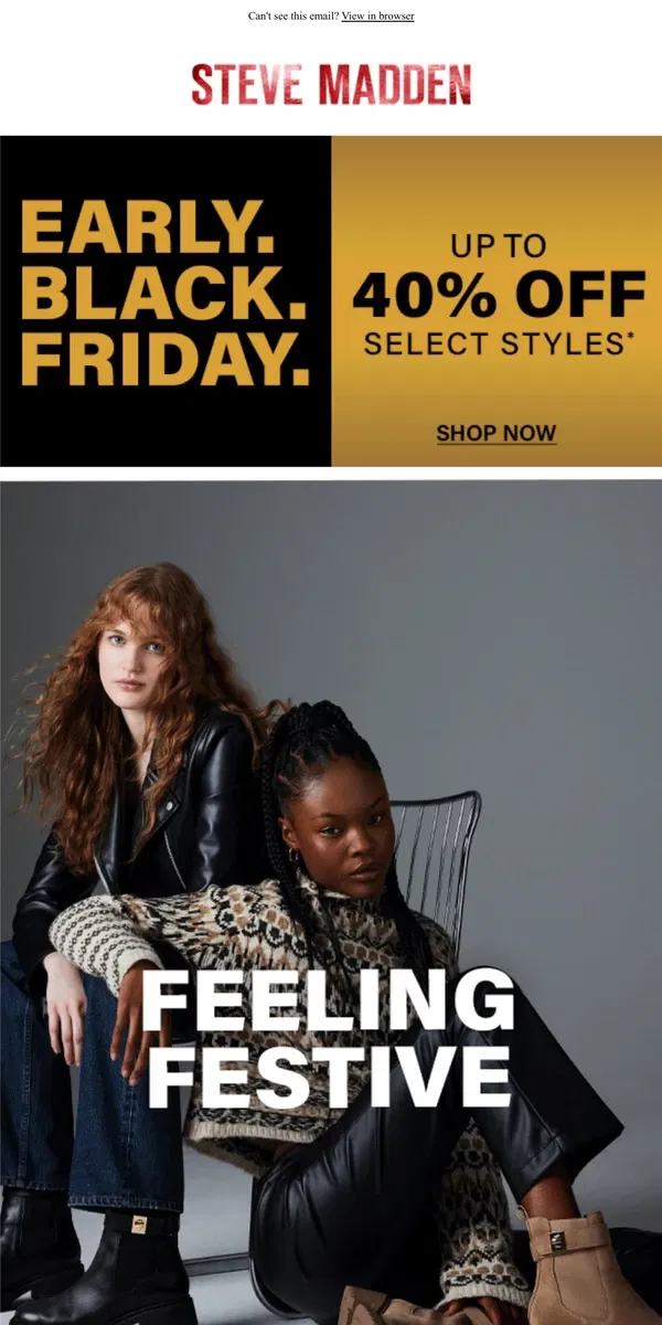 Email from Steve Madden. Style Guide – Holiday Edition