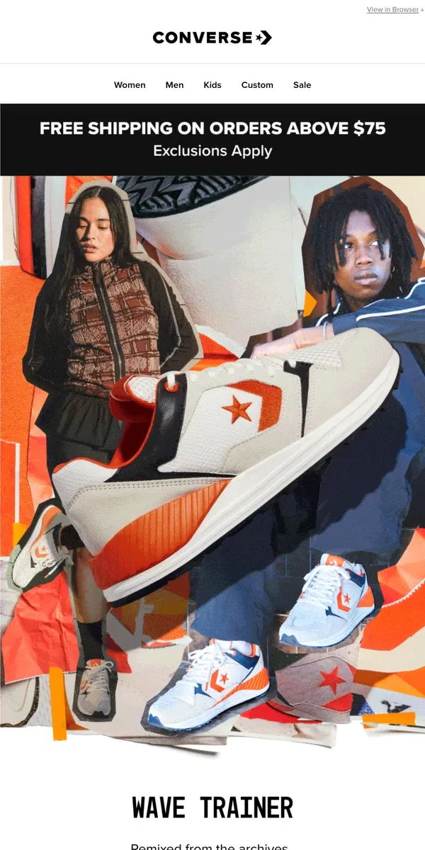 Email from Converse. Introducing: two new retro-inspired trainers 👟👟