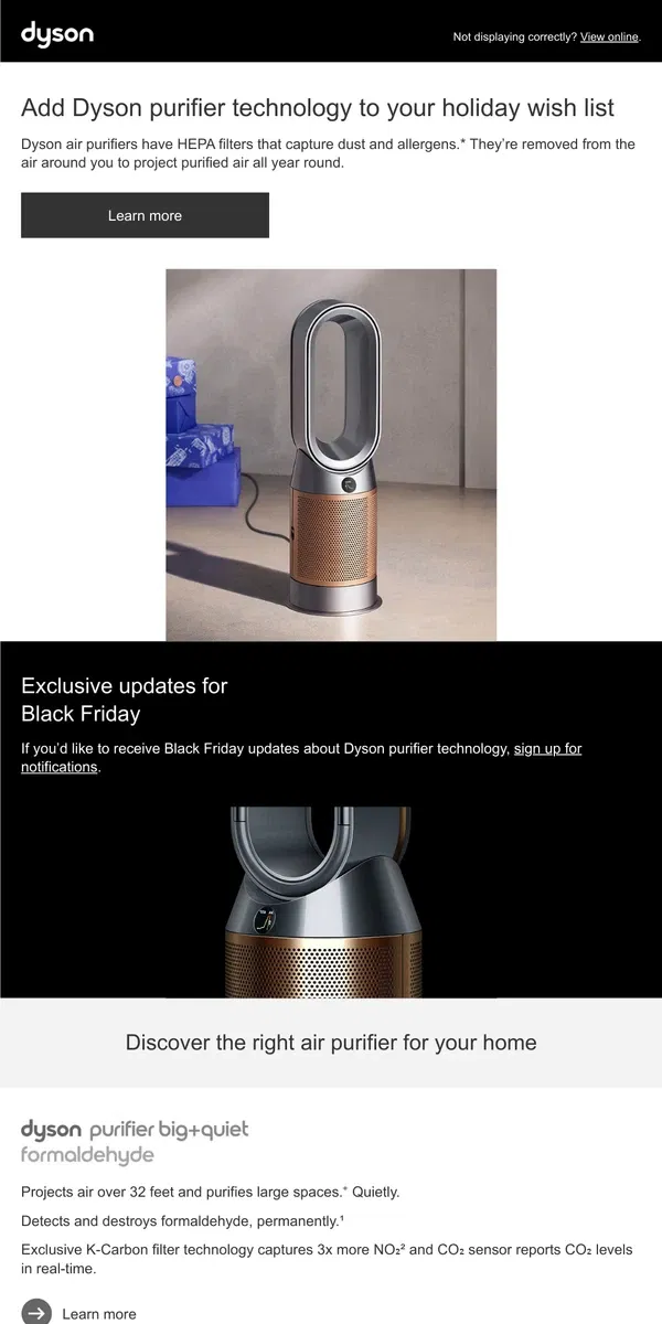 Email from Dyson. Discover the latest Dyson purifiers