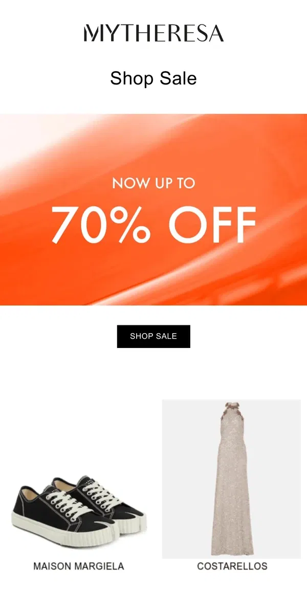 Email from Mytheresa. Your top weekly sale picks, up to 70% off