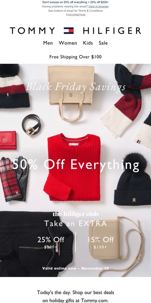 Email from Tommy Hilfiger. Up early? Be the first to shop our BEST Black Friday deals