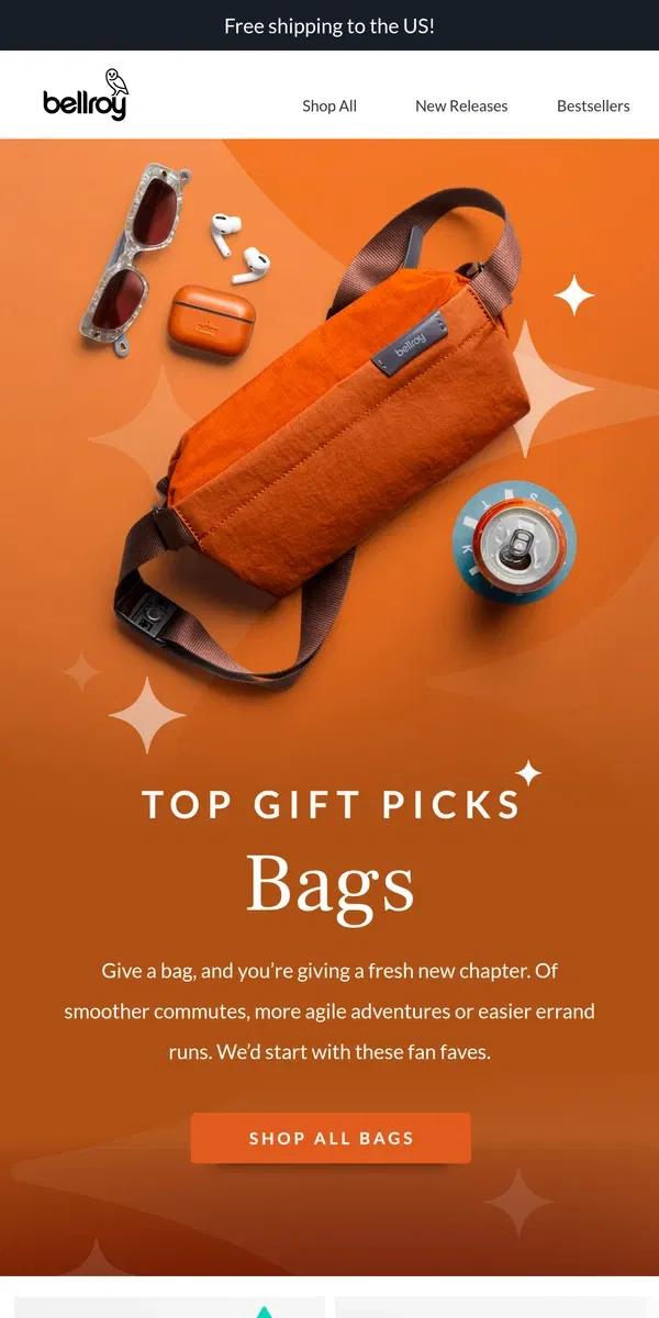 Email from Bellroy. 6 best bags to gift.