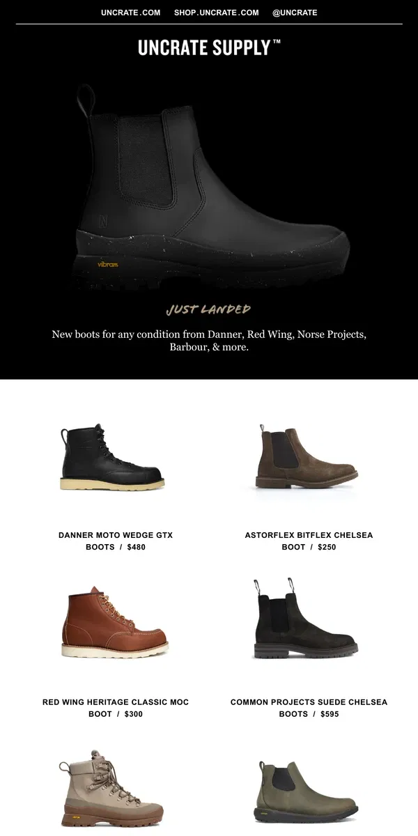 Email from Uncrate. The Boot Edit / Uncrate Supply