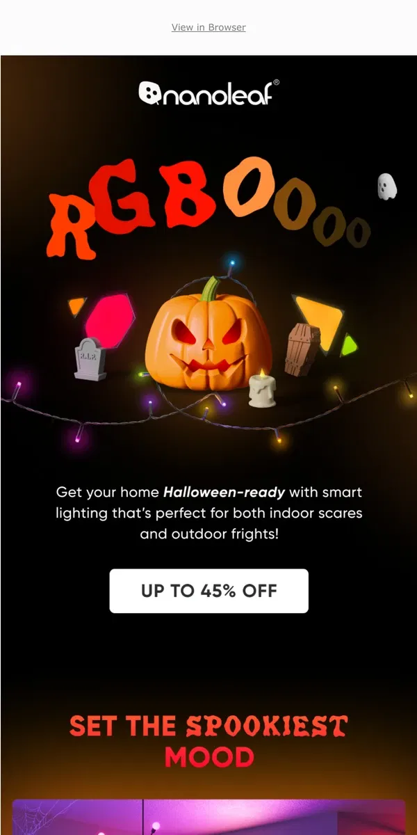 Email from Nanoleaf. 👻 Scary Good Deals 👻