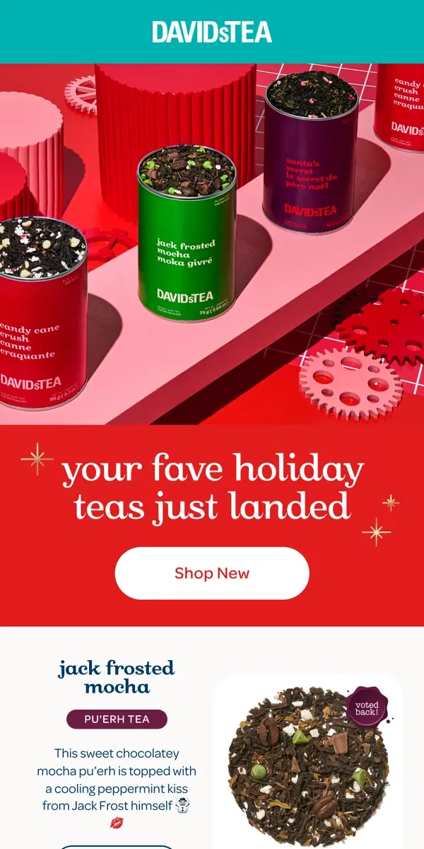 Email from DAVIDsTEA. They’re baaaack 🎄❤️