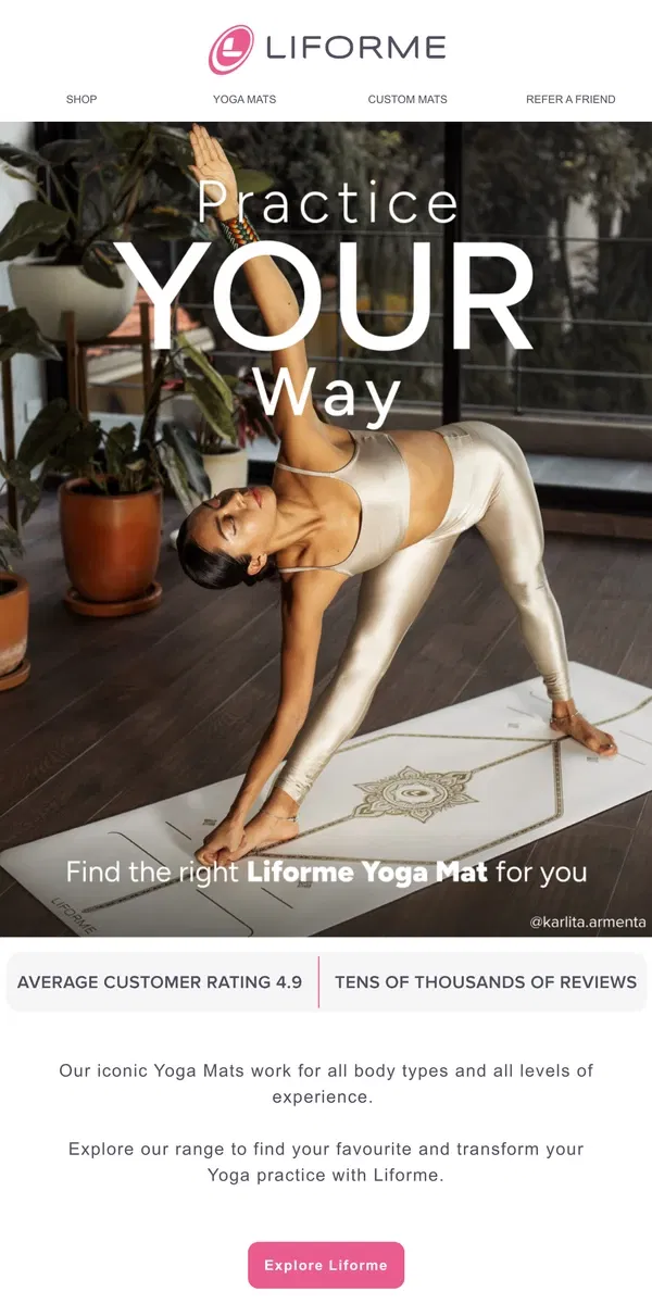 Email from Liforme. Ready to elevate your Yoga practice? 🧘