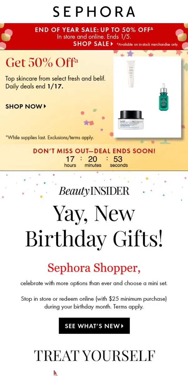 Email from Sephora. 🎉 Sephora Shopper, we’re celebrating your birthday this year with NEW gifts!