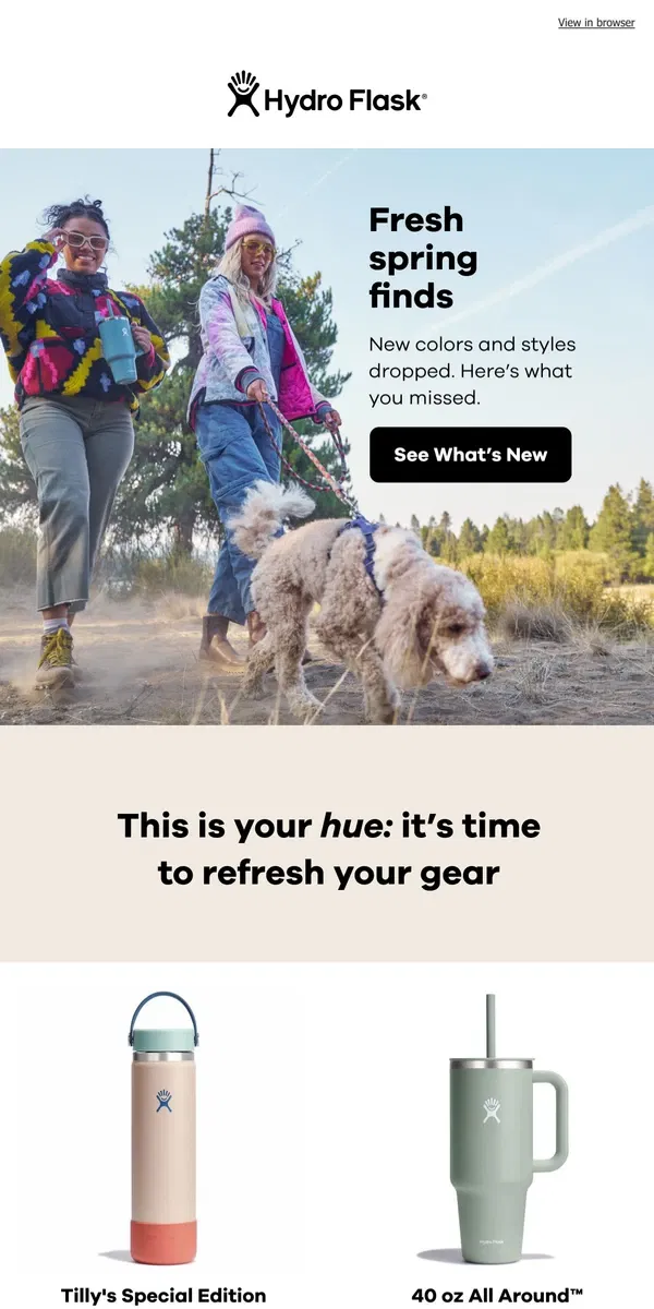 Email from Hydro Flask. Fresh spring finds