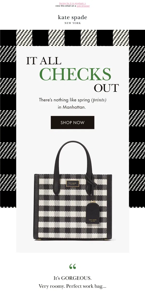 Email from Kate Spade. Get ready to take Manhattan