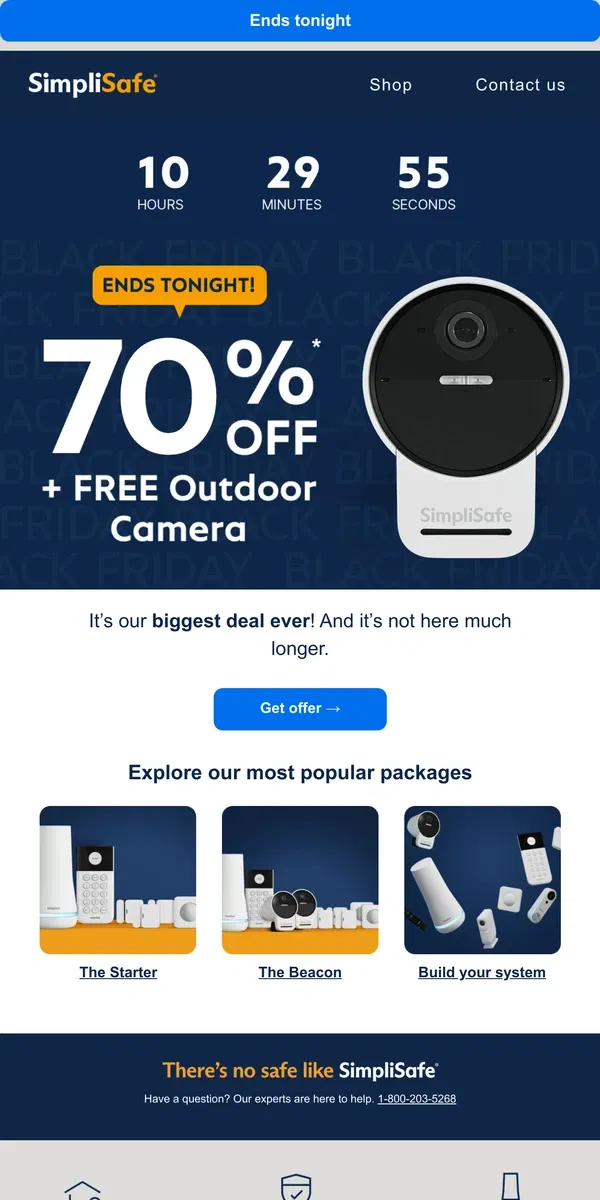 Email from SimpliSafe. Now or never - Black Friday ends tonight