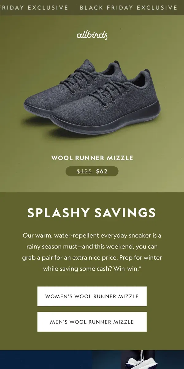 Email from Allbirds. Time For A Black Friday Exclusive