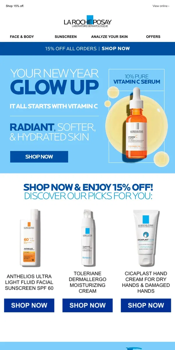 Email from La Roche-Posay. Happy New Year!