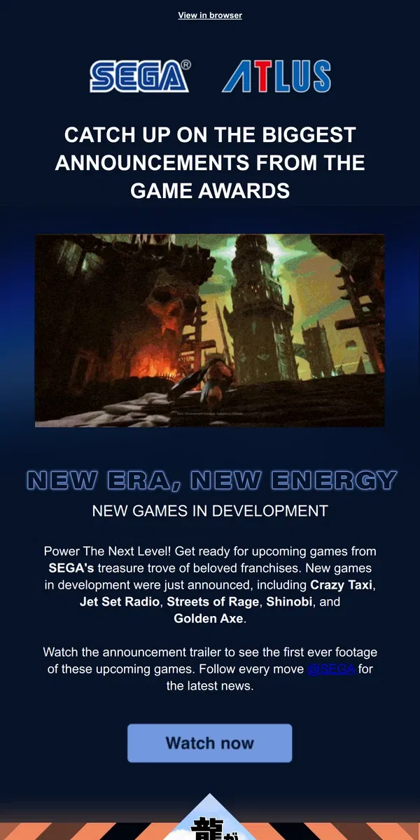 Email from SEGA. TGA Recap: New games in development from Crazy Taxi, Jet Set Radio, and More