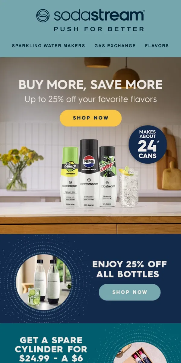 Email from SodaStream. 🎉 Big Savings: 25% OFF Flavors & Accessories + CO2 Discount! 🥤
