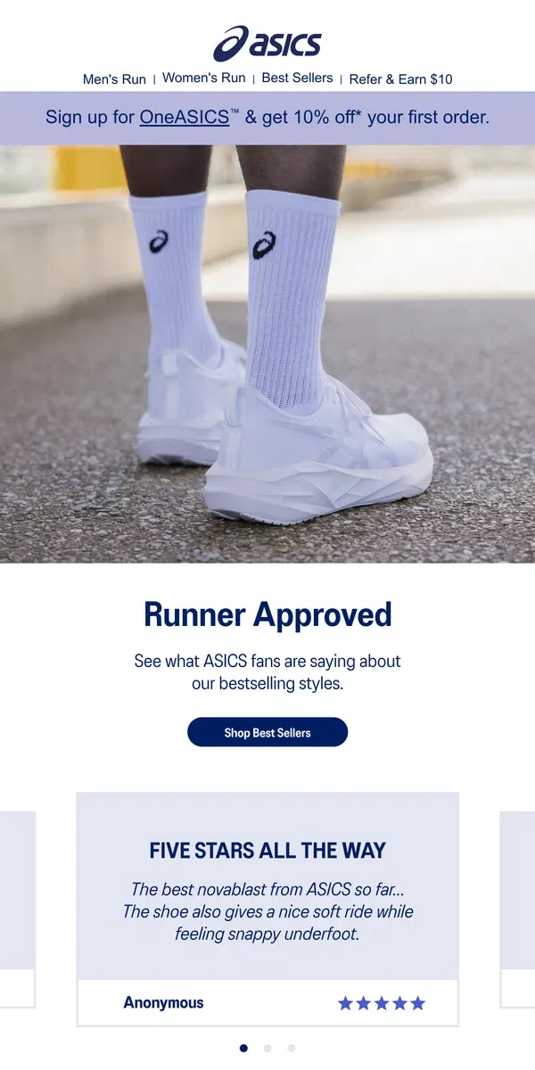 Email from ASICS. That five star feeling ⭐️⭐️⭐️⭐️⭐️