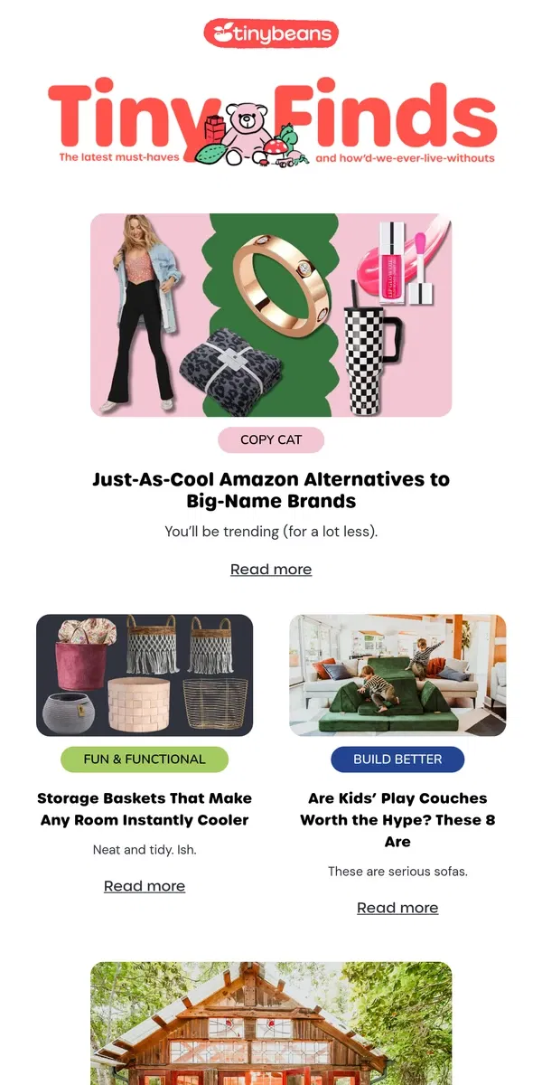 Email from Tinybeans. Just-as-Cool Amazon Alternatives to Big-Name Brands 😎