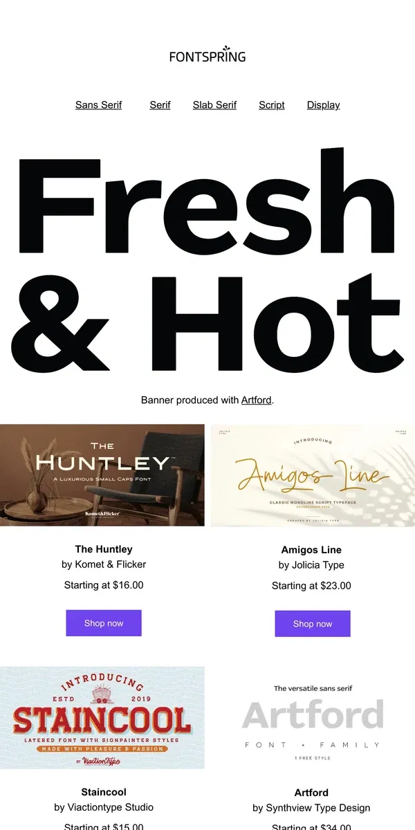 Email from Fontspring. Fresh & Hot Fonts | Fontface