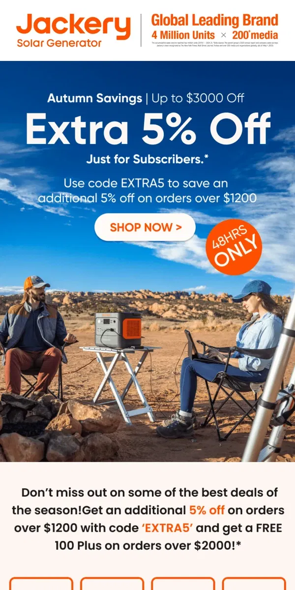 Email from Jackery. ⏰🍁 48 Hours Left On Jackery's Autumn Savings! Up to $3000 Off!