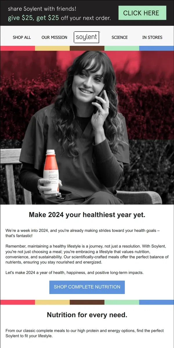 Email from Soylent. Fuel your new year goals with Soylent.