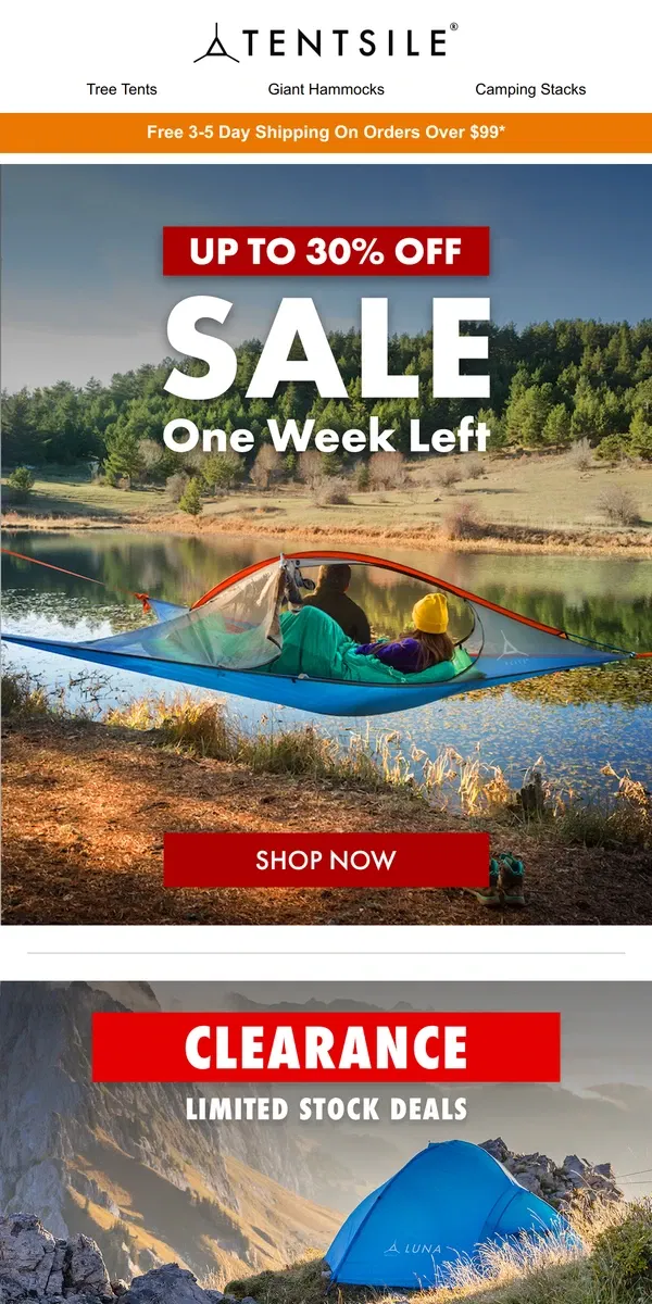 Email from Tentsile. Up To 30% Off | Final Week 🌲