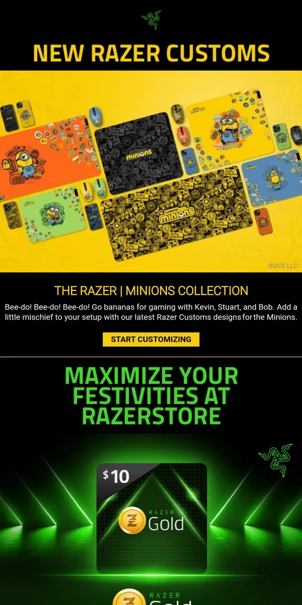 Email from Razer. Go Bananas with the Razer | Minions Collection