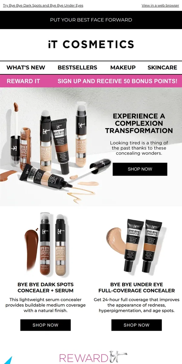 Email from IT Cosmetics. The Secret to Looking Awake – Conceal IT