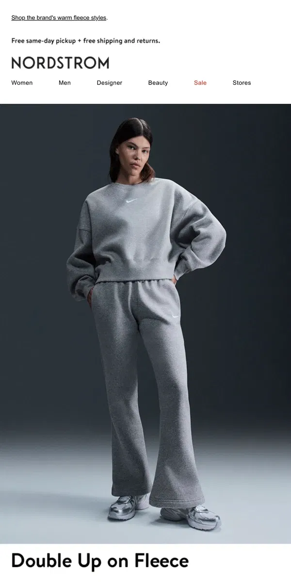 Email from Nordstrom. So cozy: Nike matching sets