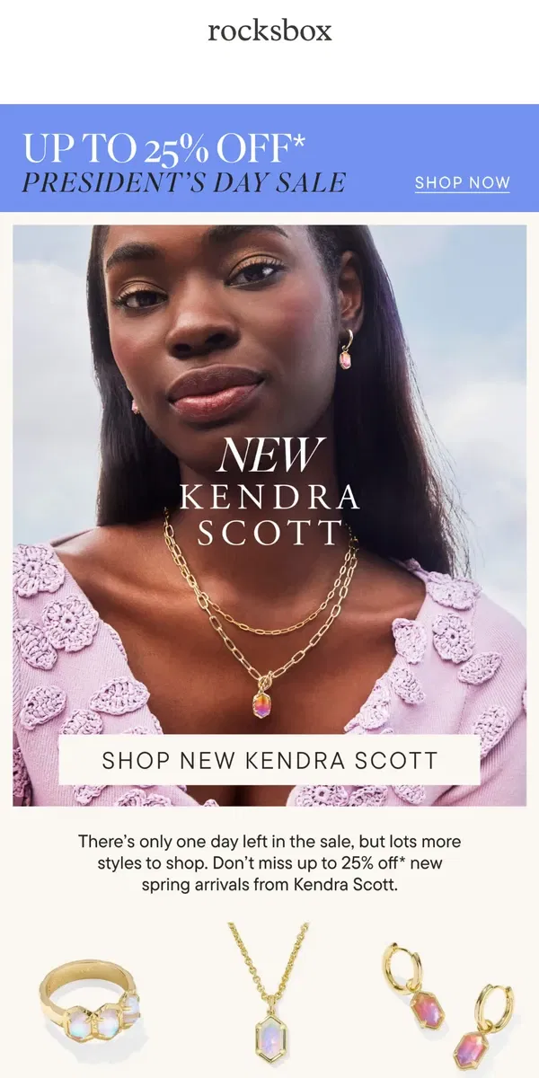 Email from Rocksbox. Exciting Update: NEW Kendra Scott!