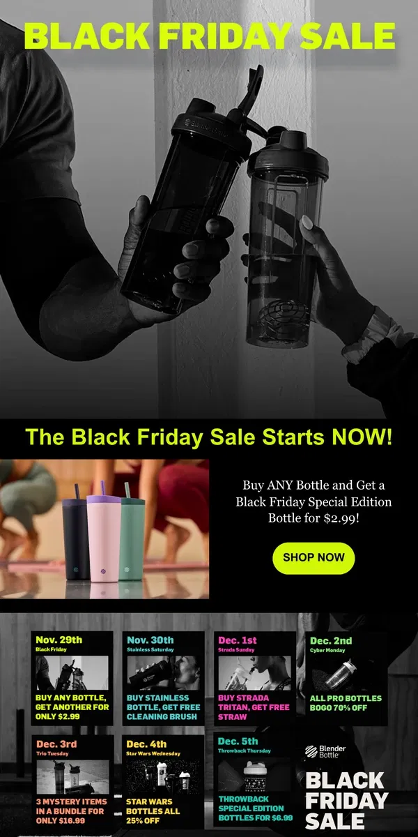 Email from BlenderBottle. BLACK FRIDAY STARTS NOW! 💪