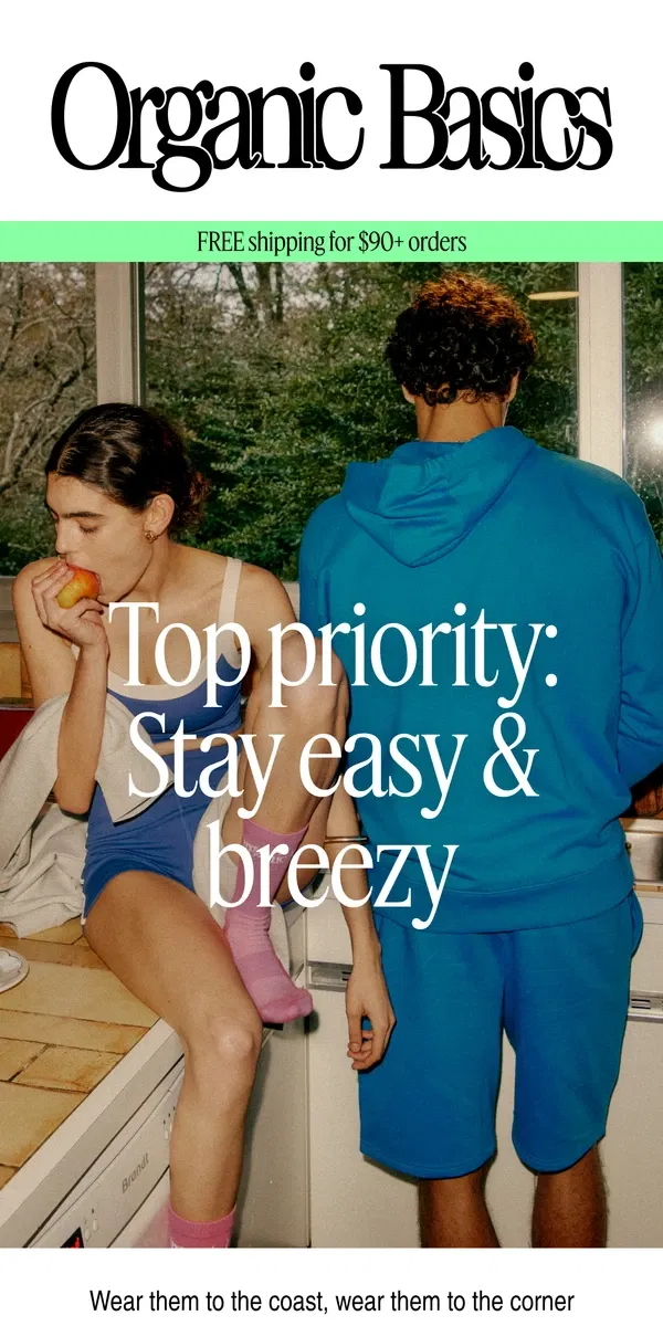 Email from Organic Basics. For Him. For Her. For Heat.