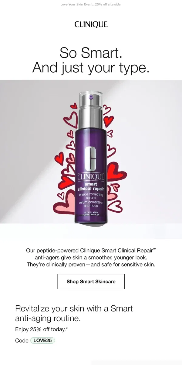 Email from Clinique. Peptide power for younger-looking skin.